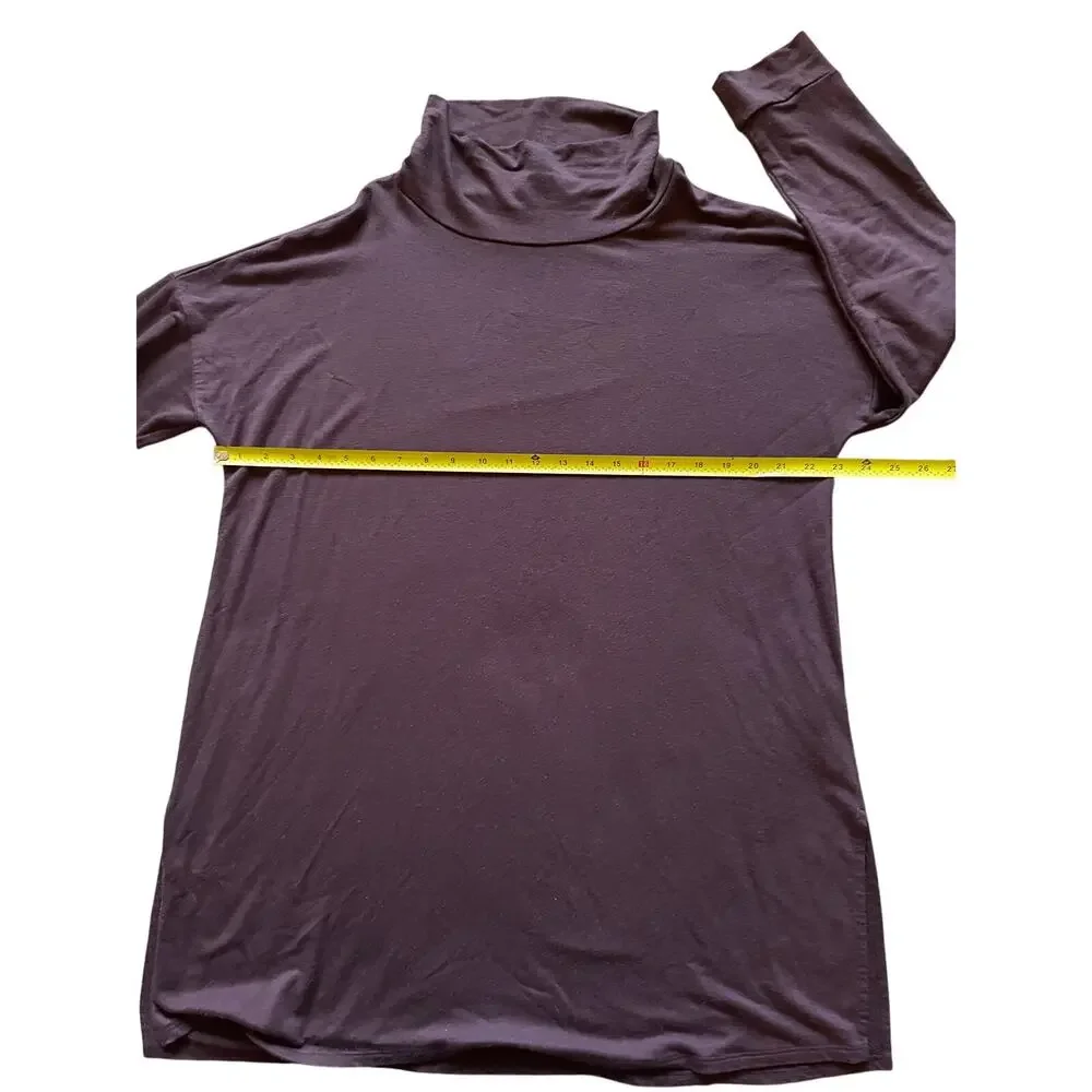 Eileen Fisher Womens Deep Purple Mock Neck Sweater Dress/Tunic Size Large Classy